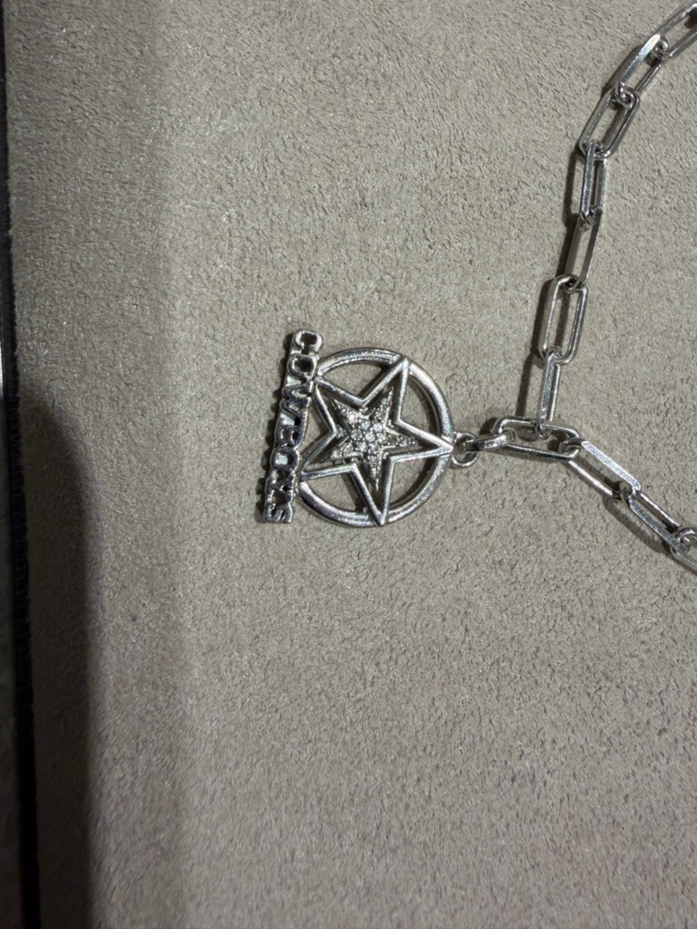 Dallas Cowboys Silver Star Pendant Necklace with Pave Accent